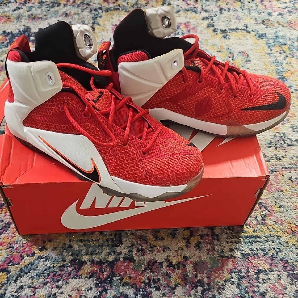 Nike Red and White Basketball Sneakers